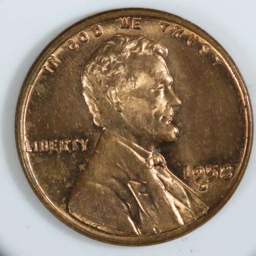 USA , 1958 D Lincoln Cent, BU Wheat Penny , Denver Mint, Uncirculated Gem Red