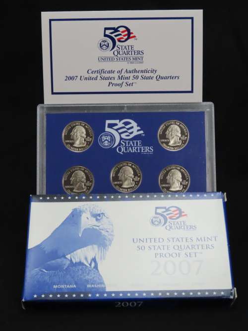 USA , 2007 Complete Statehood Quarters Proof set, 5 coin Set