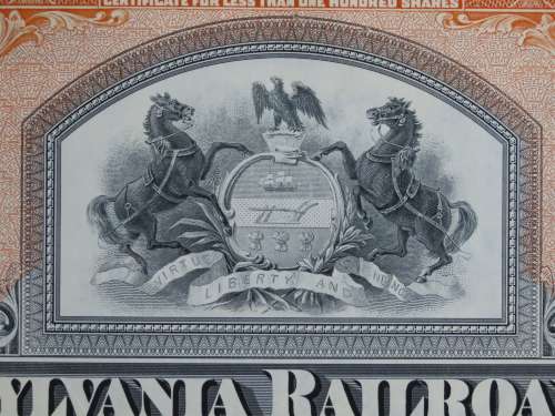 Set of Two Pennsylvania Railroad Company, Stock Certificates, 1952 to 1961