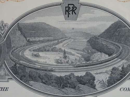 Set of Two Pennsylvania Railroad Company, Stock Certificates, 1952 to 1958