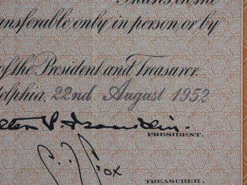 Pennsylvania Railroad Company, Stock Certificate, 1952 , 30 Shares