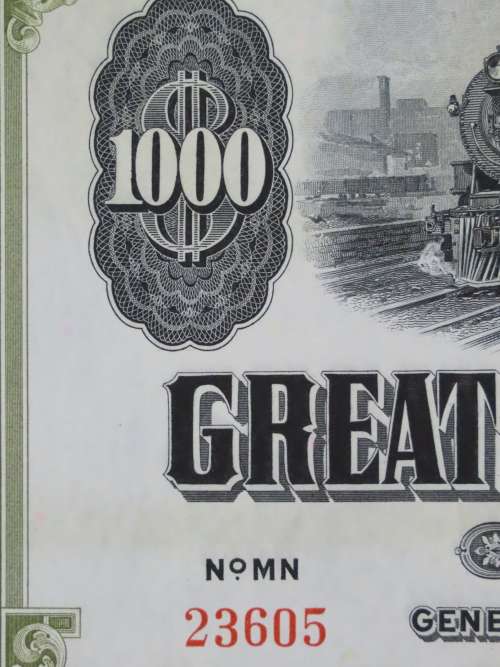 1945 Great Northern Railway Company, $1000 Gold Bond Certificate 23605