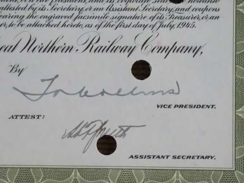 1945 Great Northern Railway Company, $1000 Gold Bond Certificate 23605