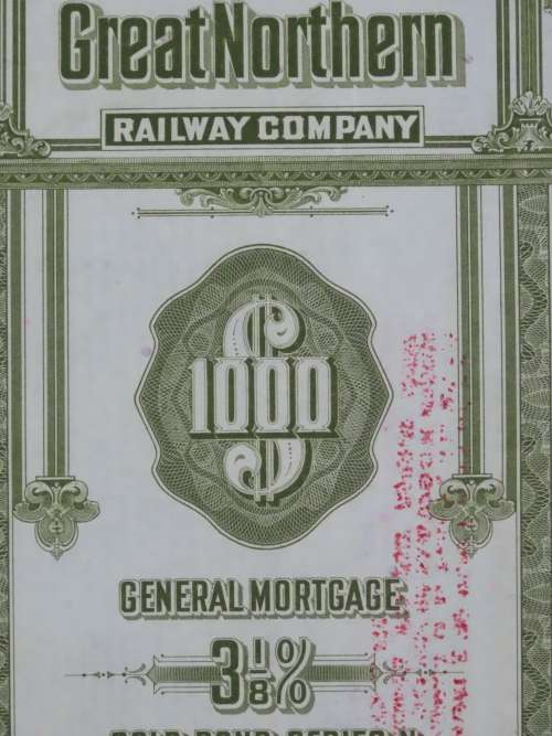 1945 Great Northern Railway Company, $1000 Gold Bond Certificate 23605