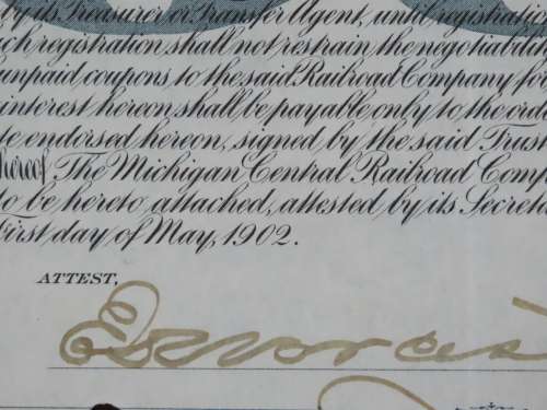 1902 The Michigan Central Railroad Company, $1000 Gold Bond Certificate 5937