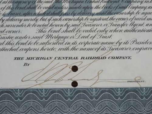 1902 The Michigan Central Railroad Company, $1000 Gold Bond Certificate 5937