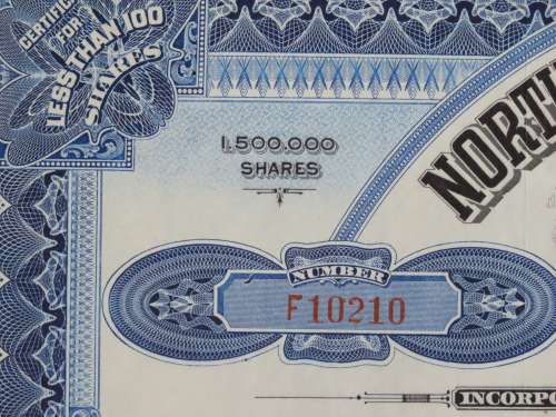 1929 North Butte Mining Company, Stock Certificate, 50 Shares , F10210