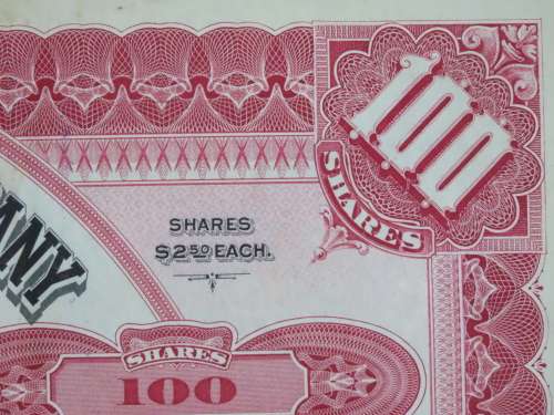 1929 North Butte Mining Company, Stock Certificate, 100 Shares , C9774