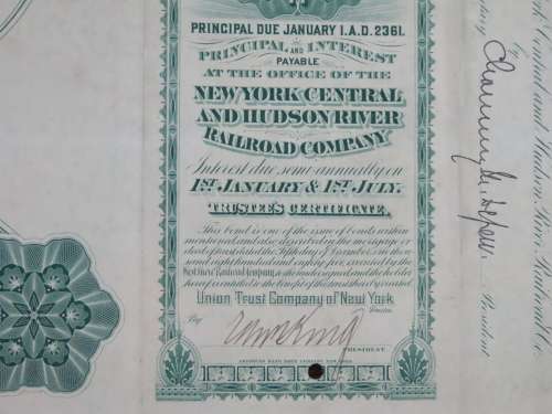 1885 West Shore Railroad Company, $1000 Bond Certificate With  Coupons 35037