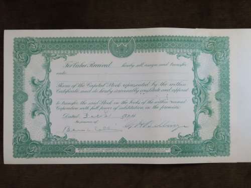 1924 Western Union Mining Company, Stock Certificate, 5000 Shares , 3115