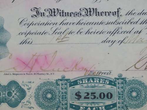1901 Plume And Atwood Manufacturing Company, Stock Certificate, 25 Shares , 226