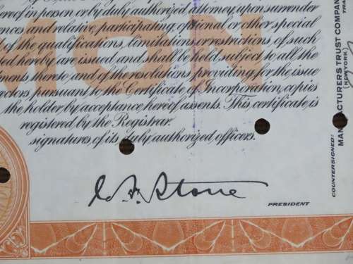 1931 Blue Ridge Corporation, Stock Certificate, 20 Shares, 26655