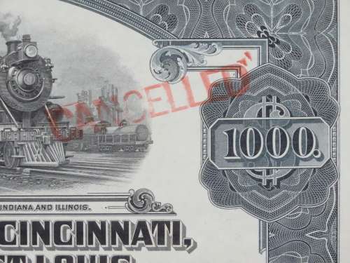 1920 Pittsburgh Cincinnati Chicago and St Louis Railroad Company, $1000 Gold Bond Certificate 10424