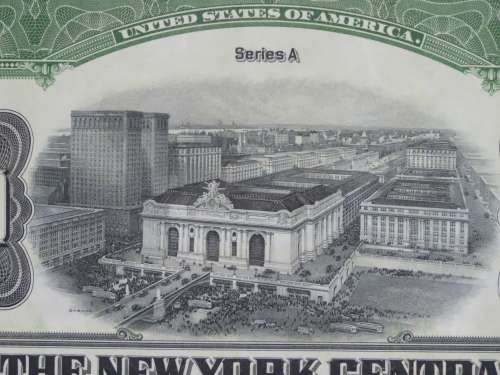 1913 The New York Central Railroad Company, $1000 Bond Certificate 57563