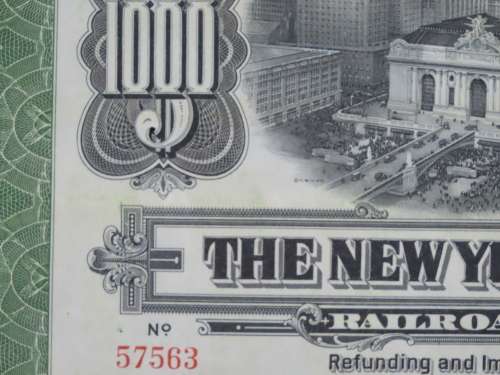 1913 The New York Central Railroad Company, $1000 Bond Certificate 57563