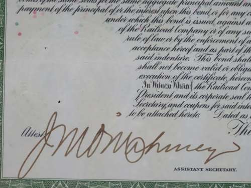 1913 The New York Central Railroad Company, $1000 Bond Certificate 57563