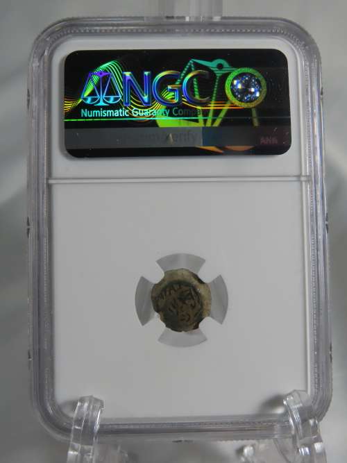 Ancient Judaea Widow`s Mite Coin, 135 to 37 BC NGC, Maccabean Kings Coins Of The Bible