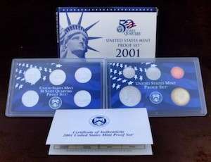 USA , 2001 Complete Proof set, Including Statehood Quarters, 10 coin Set