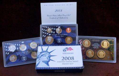 USA , 2008 Complete Proof set, Including Statehood Quarters + Presidential Dollars, 14 coin Set