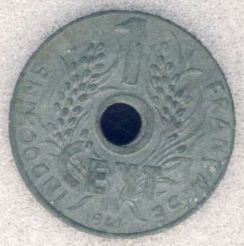 1941 Graded AU-55, 1 Cent, French Indo China