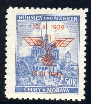 Germany - 1942, 250 Heller Anniversary Overstamp Stamp, MNH, Bohemia & Moravia