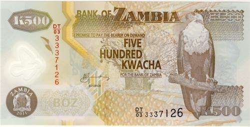 Zambia - 500 Kwacha , 2011, Crisp UNC., p , polymer note