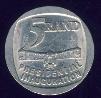 1994 Mandela Presidential Inauguration R5 Coin, No Reserve