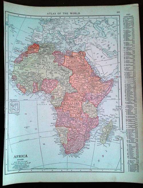 1915 Map of Africa, Excellent condition, Original McNally's Map