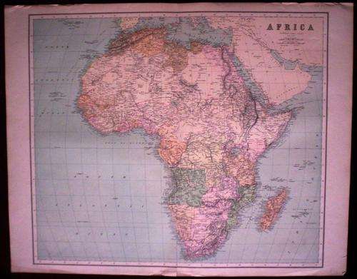1880 Map of Africa, Fair condition, Original Shawe Map