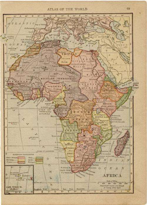 1909 Map of Africa, Very Good condition, Original Hammonds Map