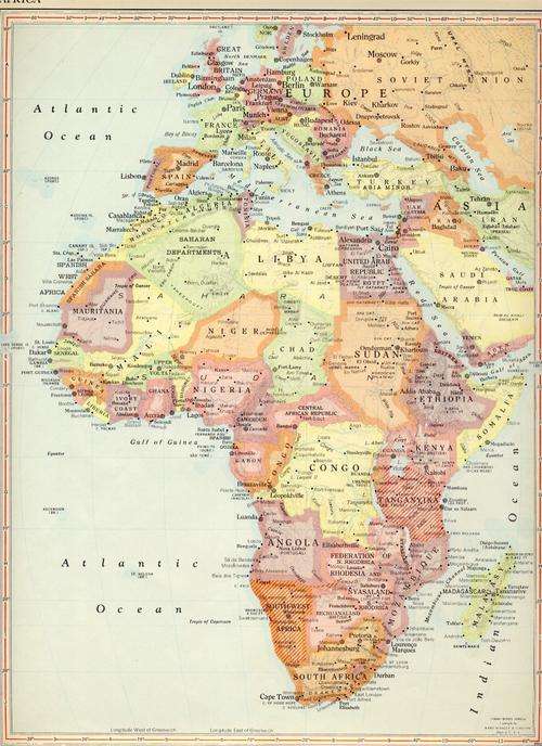1961 Map of Africa , Excellent condition, Original McNally Map