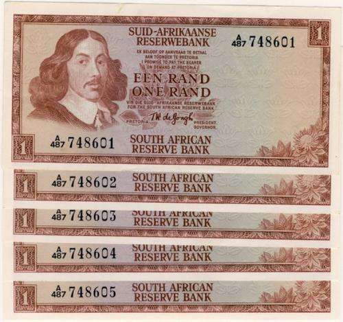 R1 notes - complete series of 5 , brilliant uncirculated , no reserve