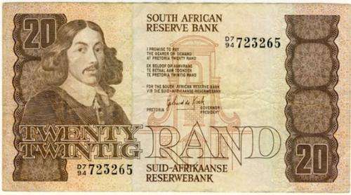 R20 , G.P.C de Kock, 3 rd series type A, Twenty Rand note, 1984, no reserve
