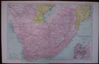 1920 Map of  South Africa, Excellent condition, Original Bacon's Geographical Establishment Map