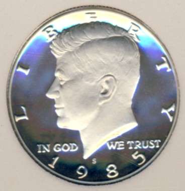 1985 Graded Proof-70, Kennedy Half Dollar, 50c, Deep Cameo, USA, America