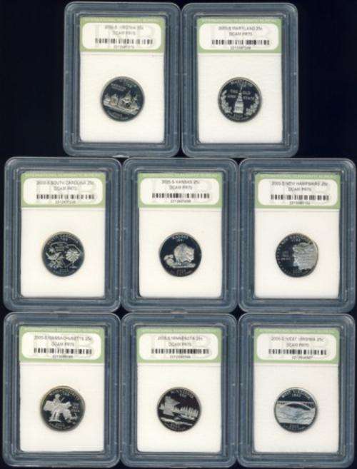 8 x Proof Statehood Quarter Dollar coins, Proof , 25c, USA, America,