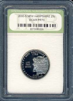 2000 New Hampshire Statehood Quarter, Proof , 25c, USA, America,
