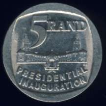 President Mandela Inaugurational R5 Coin , uncirculated , no reserve
