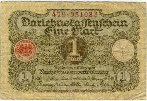 Germany - 1 Mark, 1920, One Mark Note