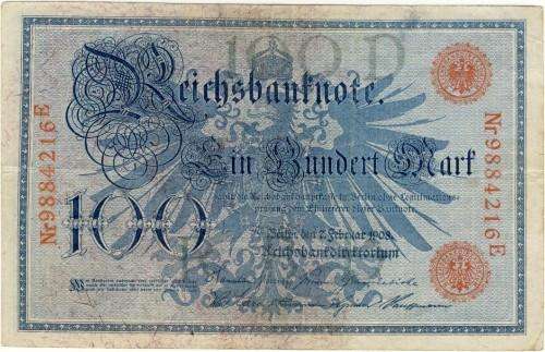 Germany - 100 Mark, 1908, One Hundred Mark Note - Red Variant