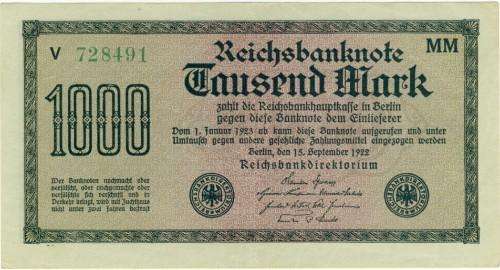 Germany - 1000 Mark, 1922, Thousand Mark Note - Green Variant
