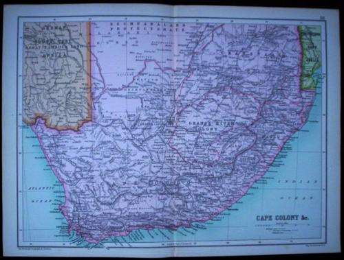 1909 Map of  South Africa, Excellent condition, Original Cassell's Map