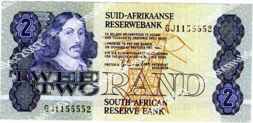 R2 , G.P.C de Kock, 3rd series, Two Rand note, 1983, no reserve