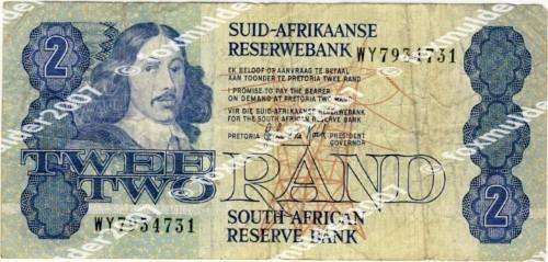R2 , G. P. C. de Kock, 3rd series, Two Rand note, 1989, WY Replacement Note, no reserve