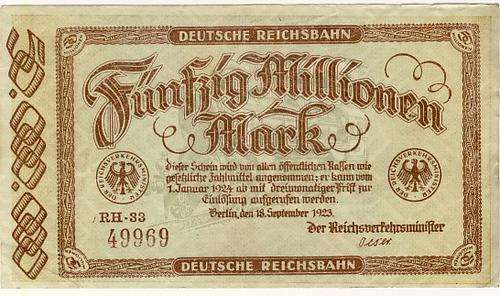 Germany - 50000000 Mark, 1923, Fifty Million Mark, German Railroads, Berlin