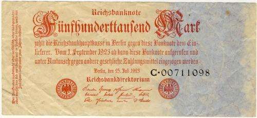 Germany - 500000 Mark, 1923, Five Hundred Thusand Mark Note