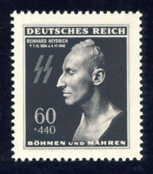 Germany - 1943, 60 + 440, SS Death Mask Stamp, MNH, Bohemia & Moravia, Reinhard Heydrich