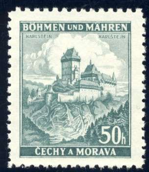 Germany - 1939, 50 Heller Karlsteijn Stamp, MNH, Bohemia and Moravia Castles and Cities Series
