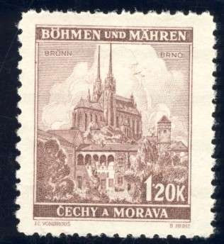 Germany - 1941, 120 Heller Bruen Stamp, MNH, Bohemia & Moravia Castles and Cities Series