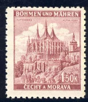 Germany - 1941, 150 Heller Kuttenberg Stamp, MNH, Bohemia & Moravia Castles and Cities Series